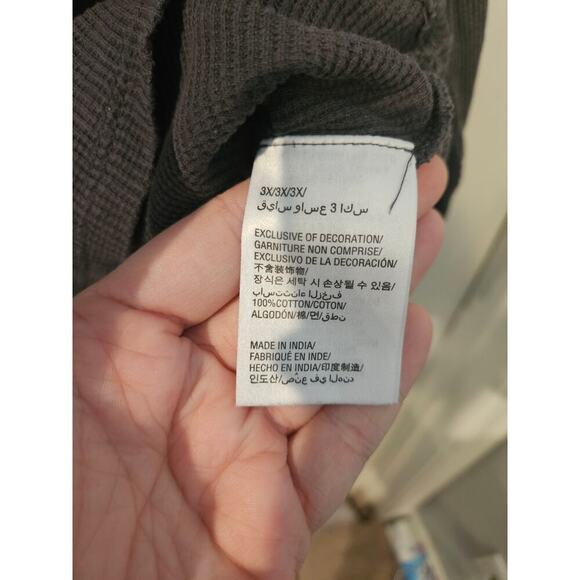 Style & Co Womens size 3X cotton Embroidered Thermal Top Waffle Knit Gray Desert - Picture 6 of 8